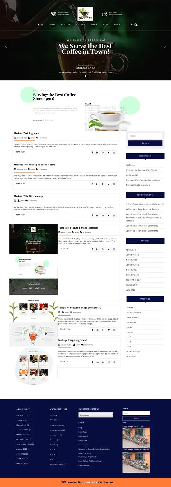 Free Tea Shop WordPress Theme