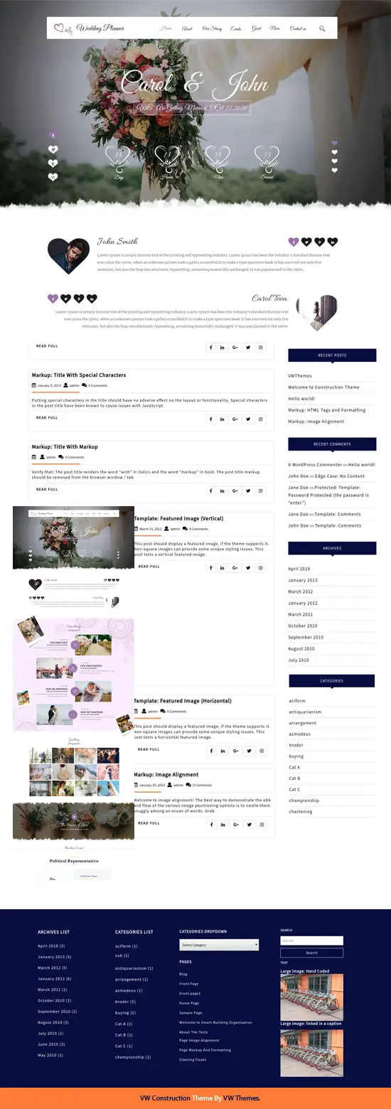 Free Wedding Planner WordPress Theme