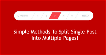 Simple Methods To Split Single Post Into Multiple Pages!