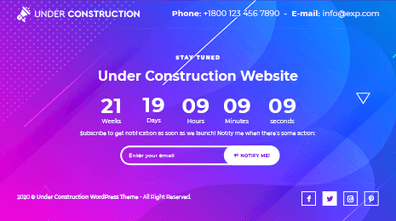 Under Construction WP Theme Thumbnail