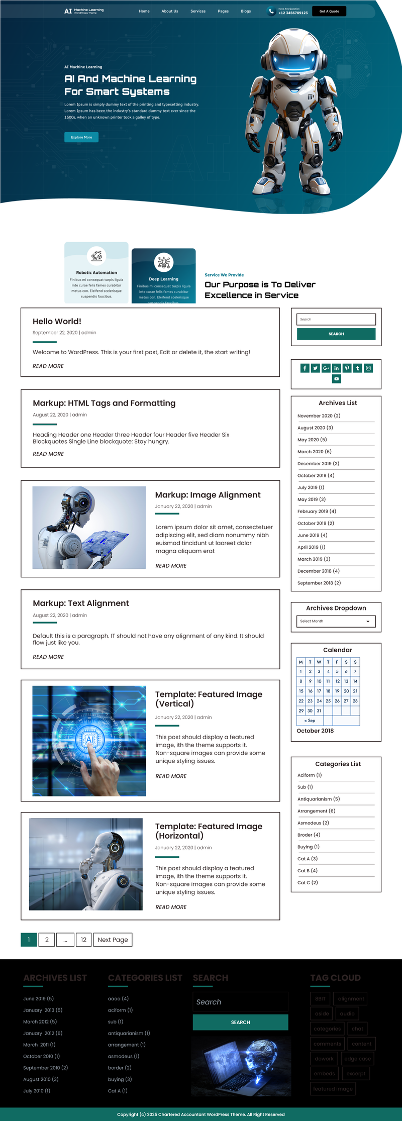 Free artificial intelligence wp theme
