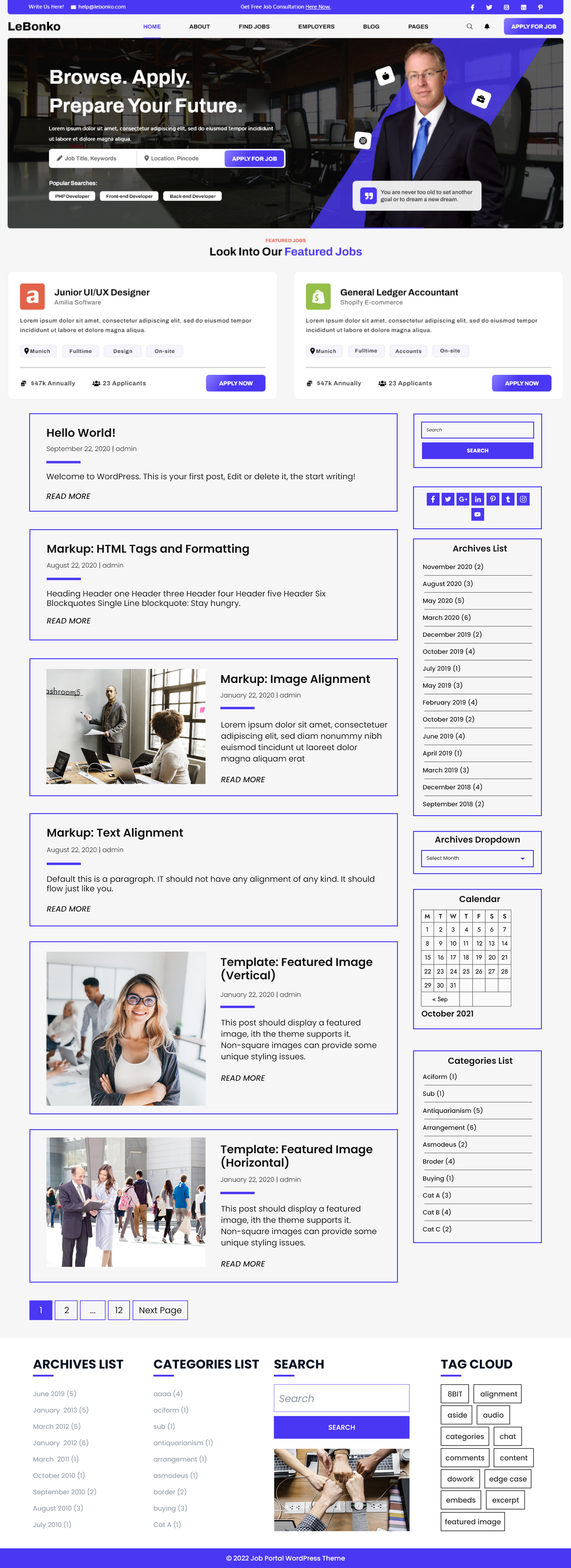Free job portal WordPress Theme