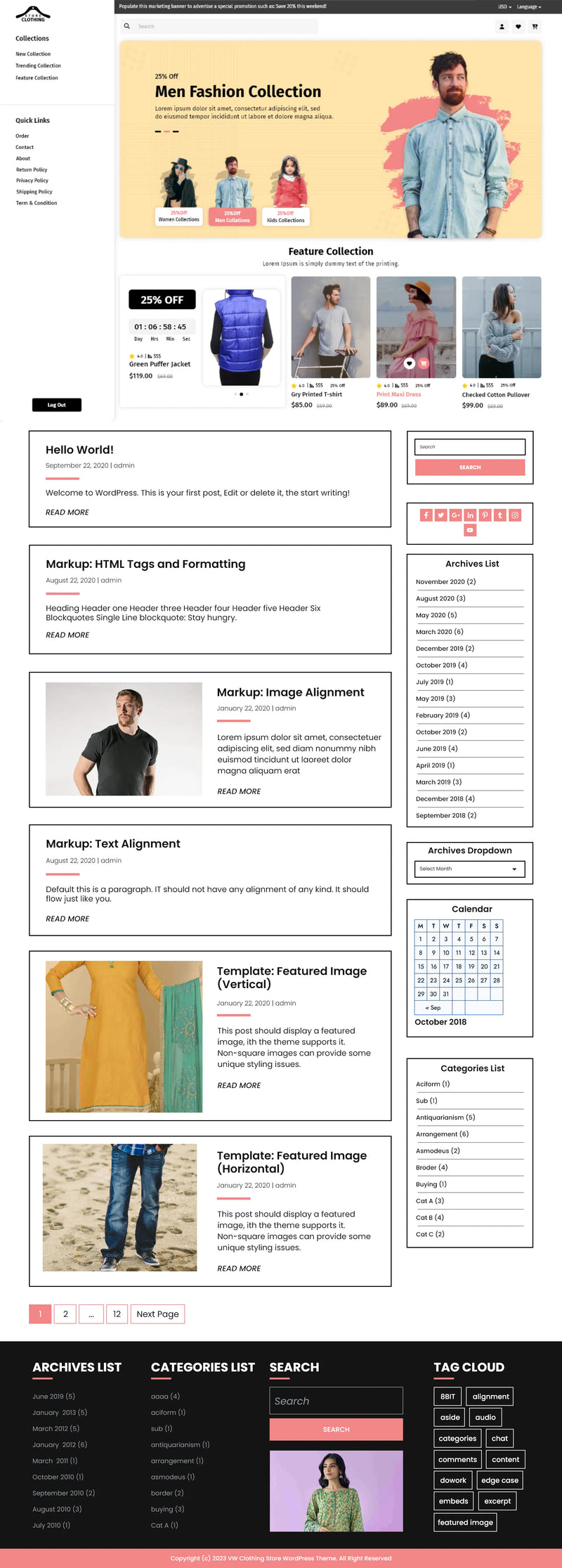 Free  clothing store wordpress theme