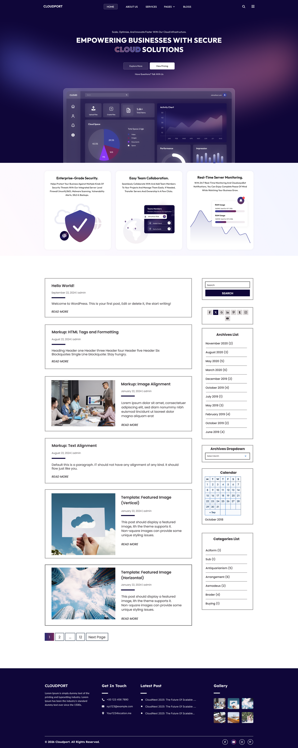 Free CloudPort WordPress Theme