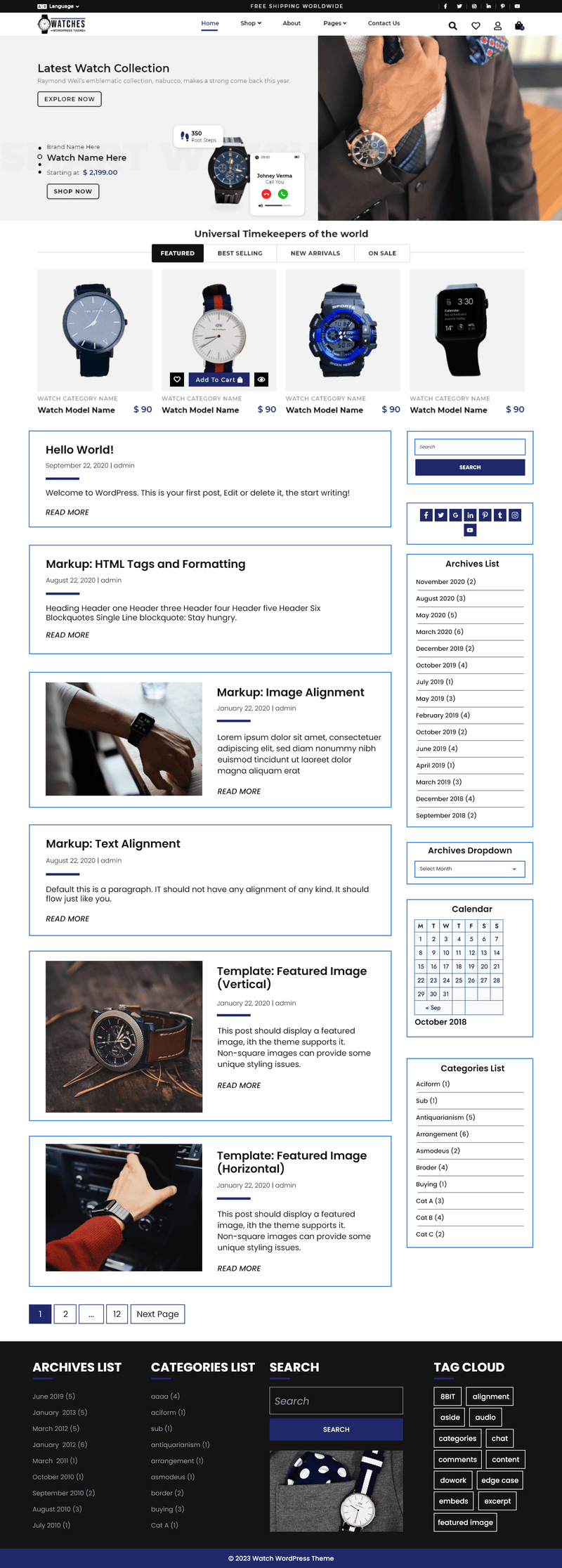 Free watch store wordpress theme