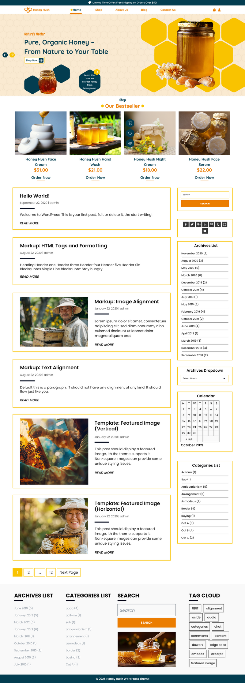 Free honey wordpress theme