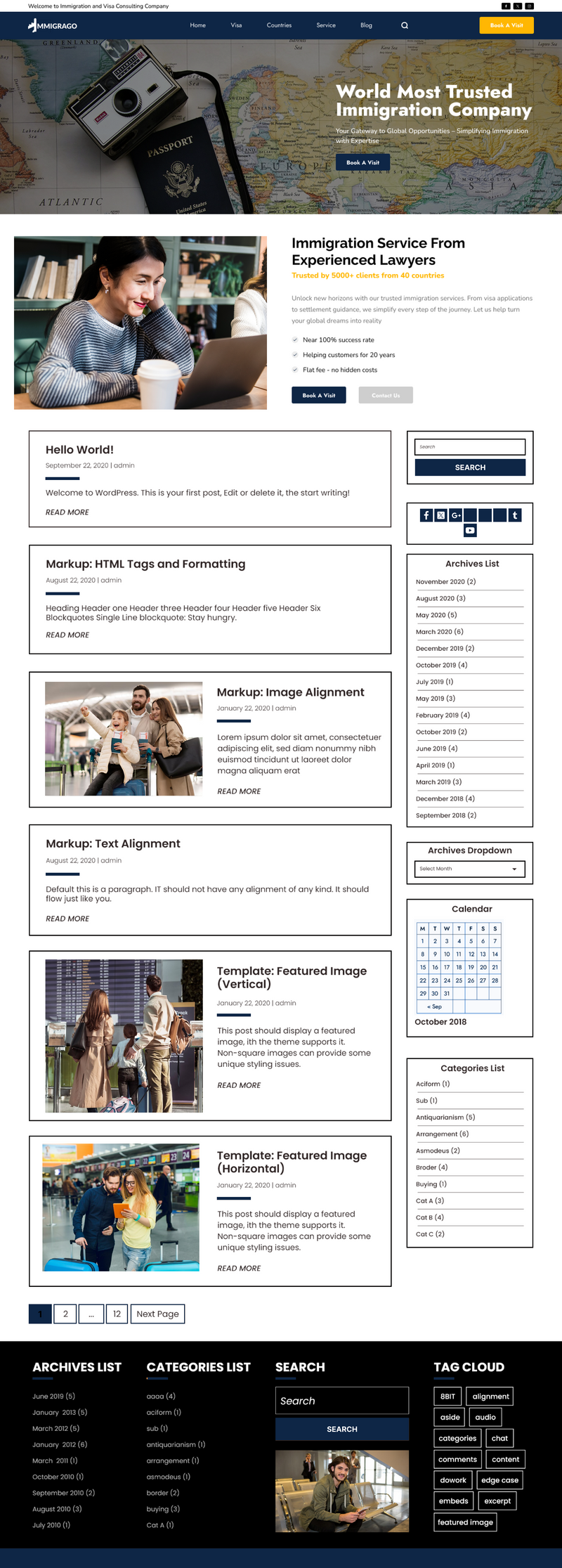 Free imigration  wp theme