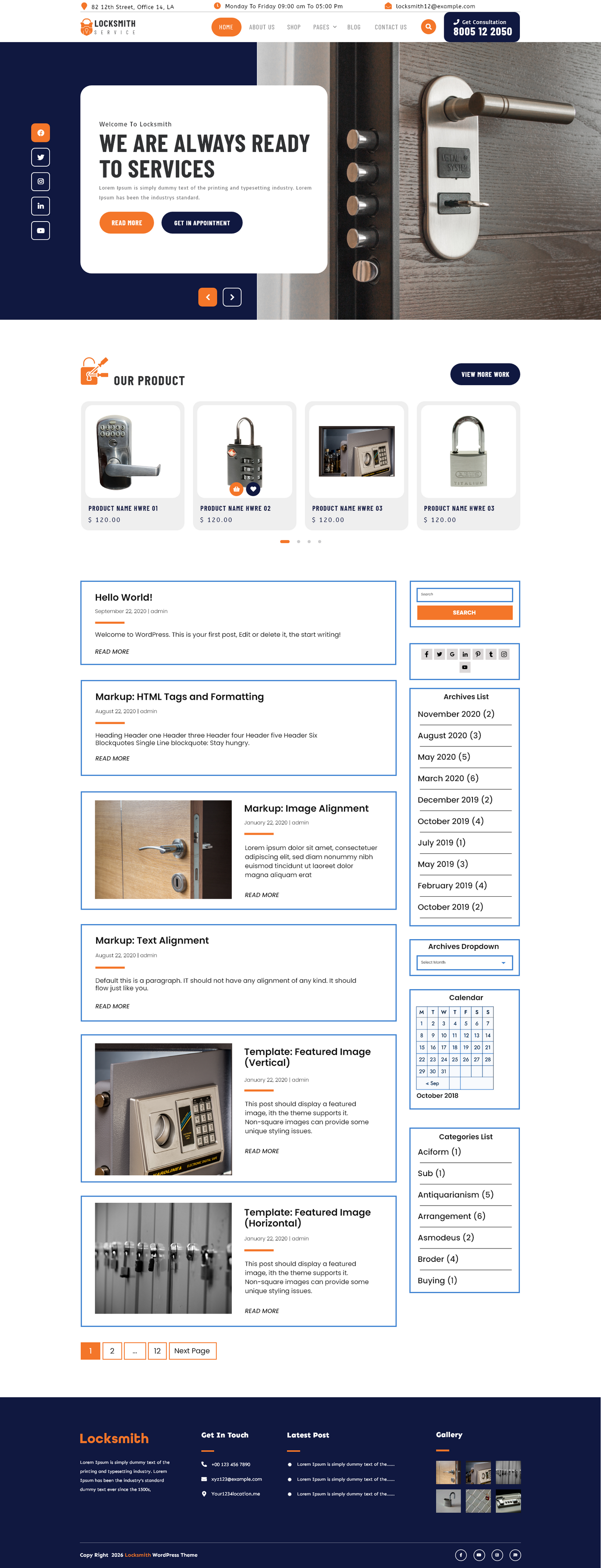 Free Locksmith WordPress Theme