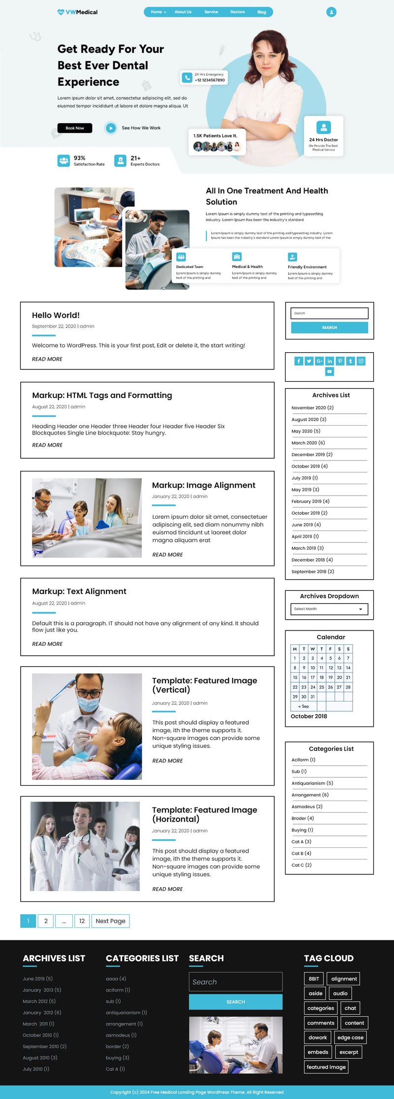 Medical landing wordpress theme