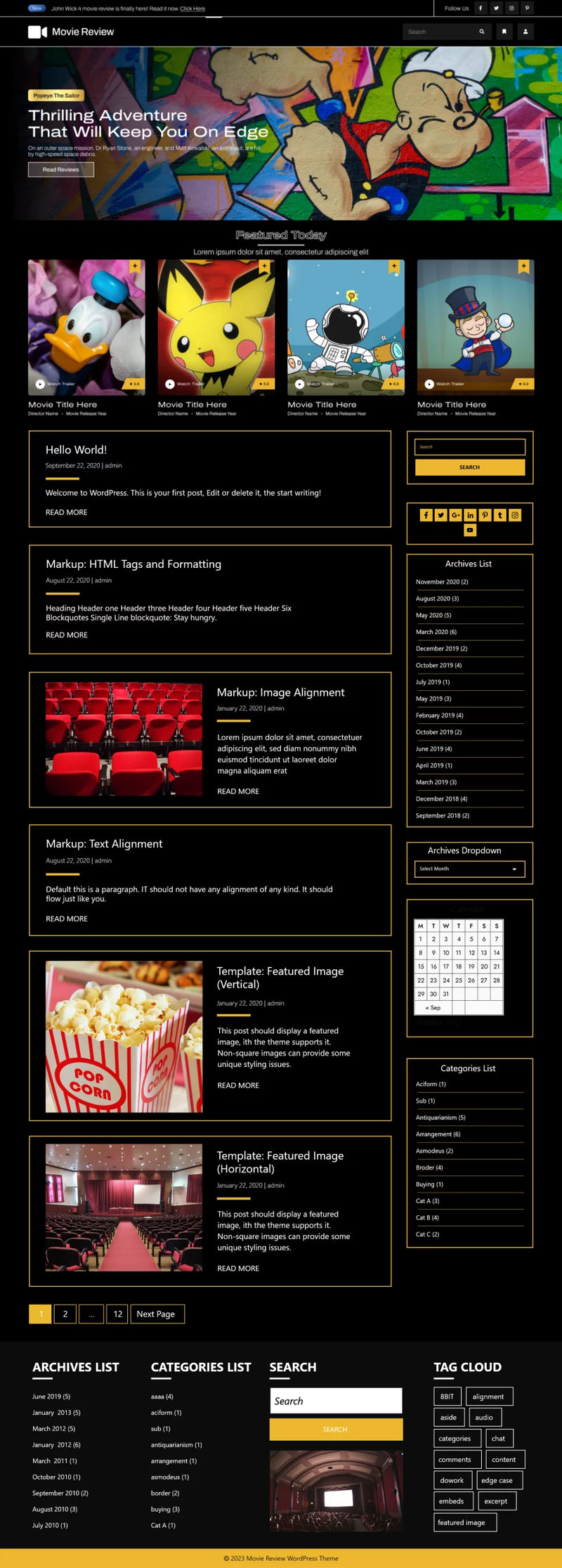 Free  movie wordpress theme