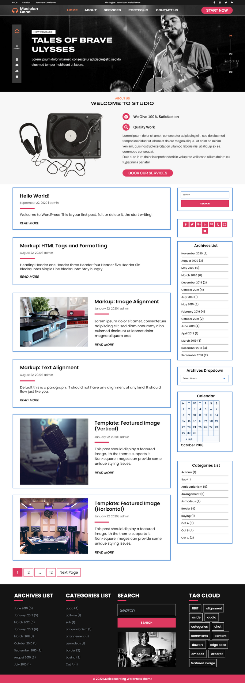 Musician WordPress theme