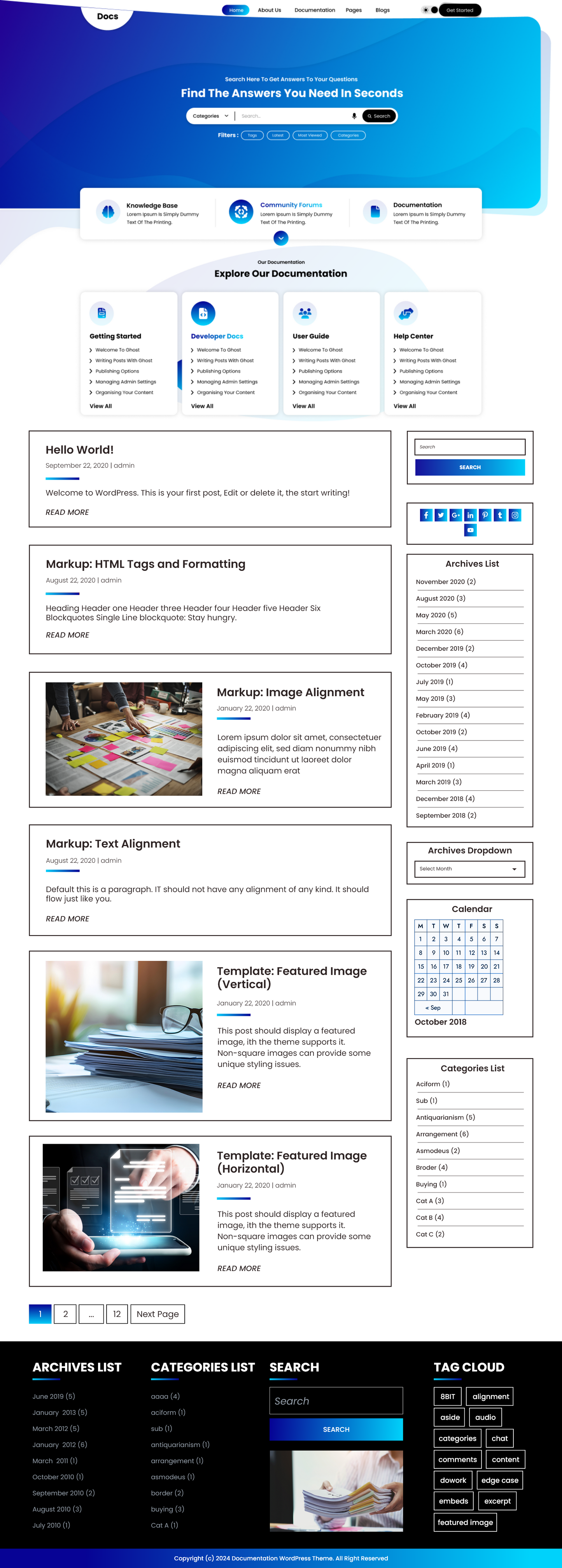 Free Online Documentation WordPress Theme