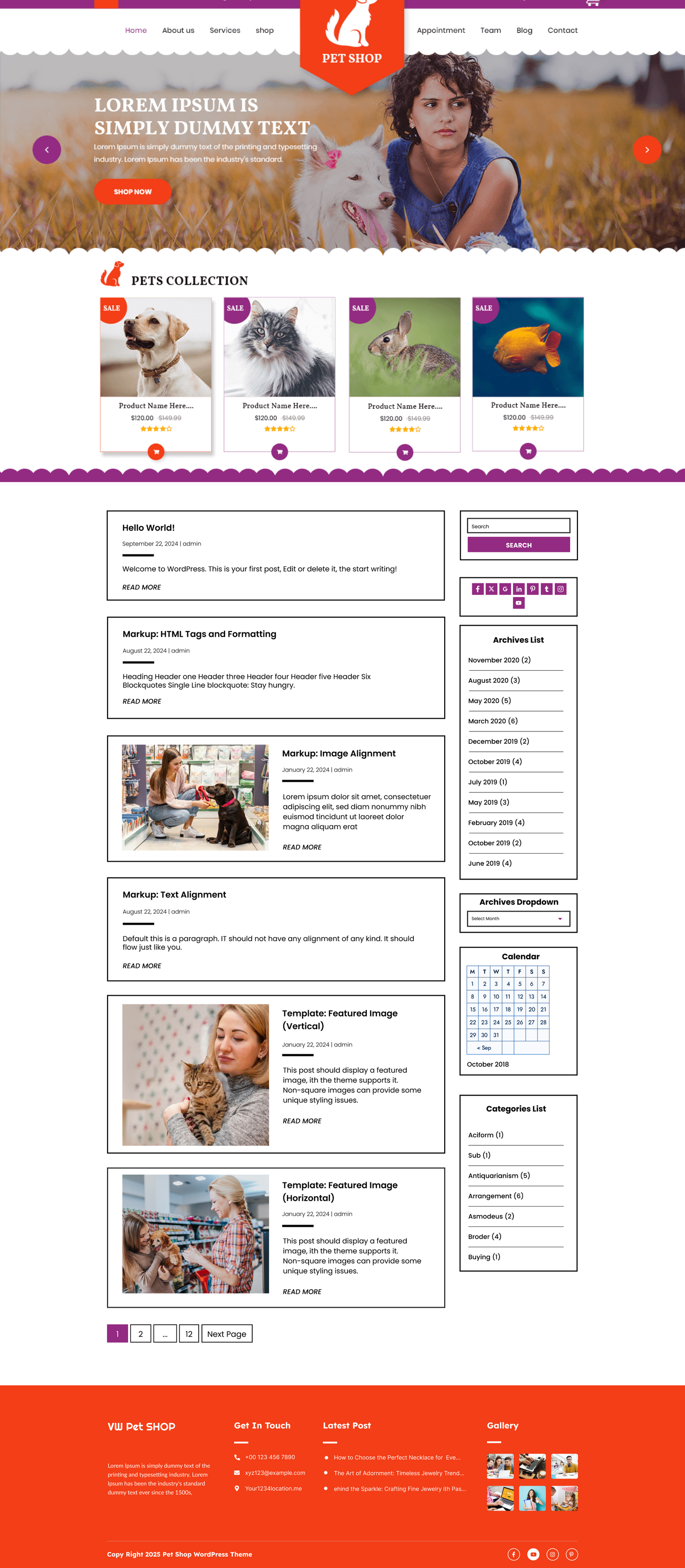 Free Pet WordPress Theme