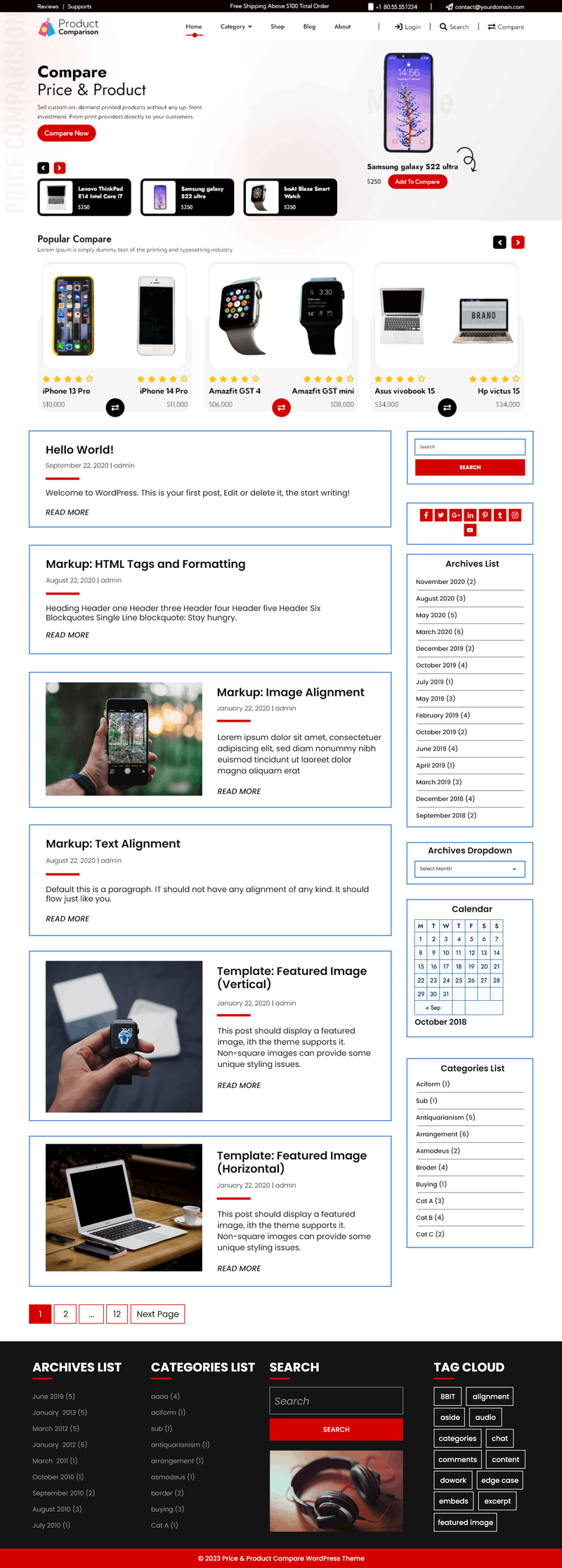 Product comparison wordpress theme