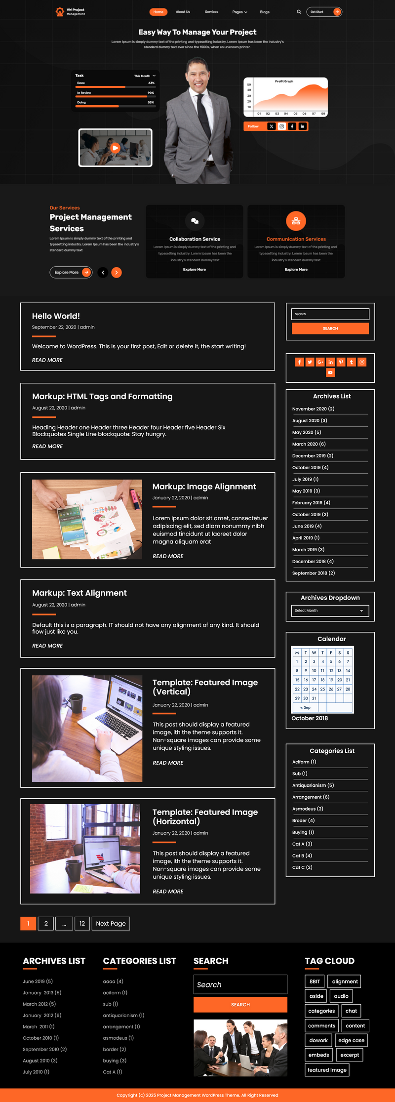 Free project wordpress theme