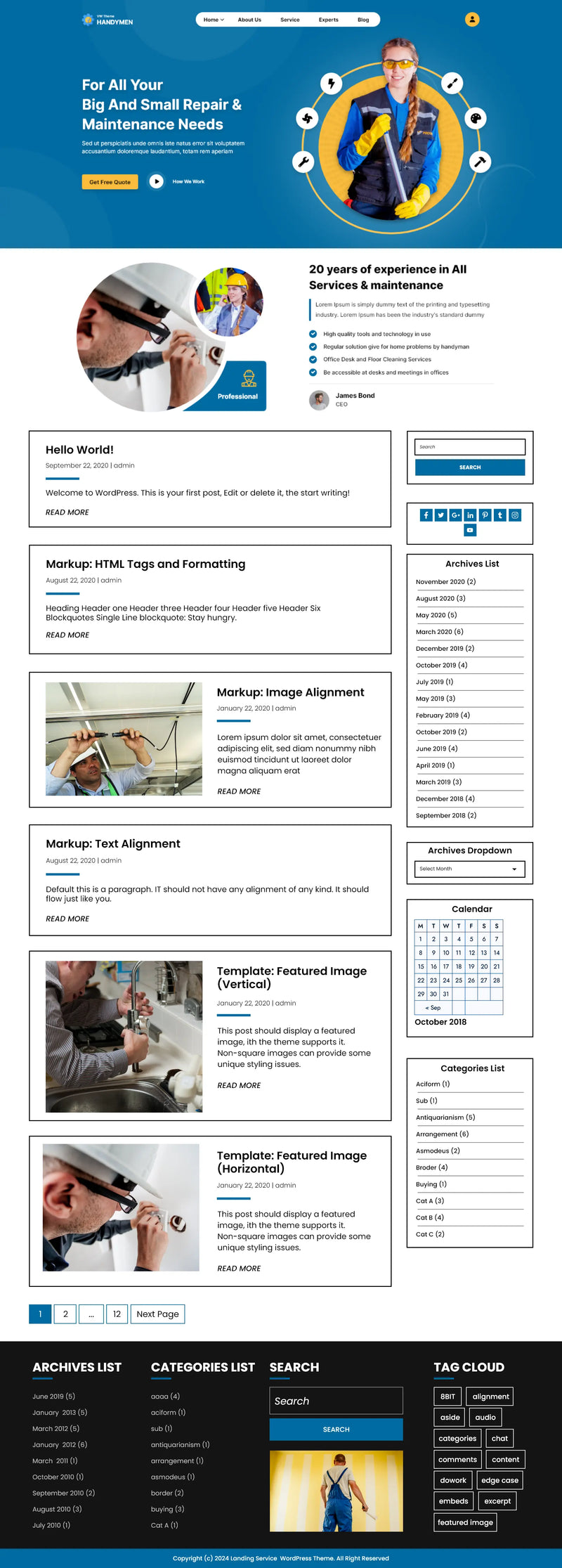 free services  WordPress Theme