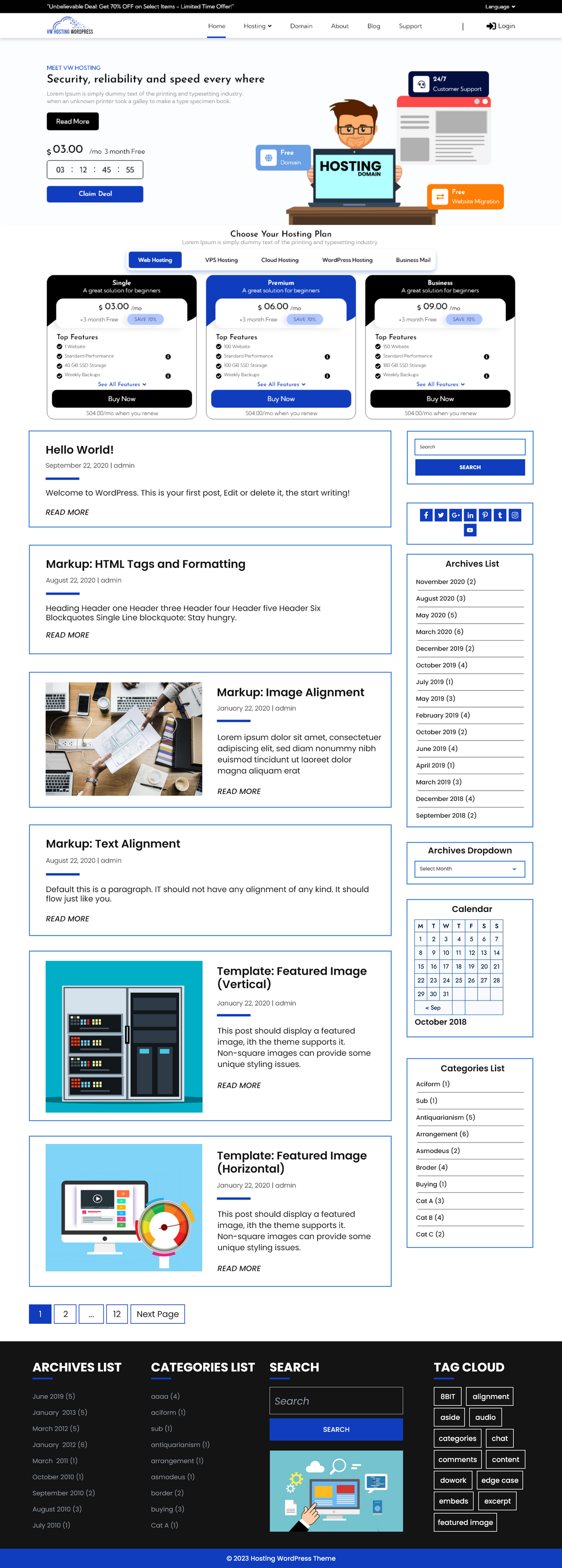 Free Web Hosting WordPress Theme | Ideal for Your Site