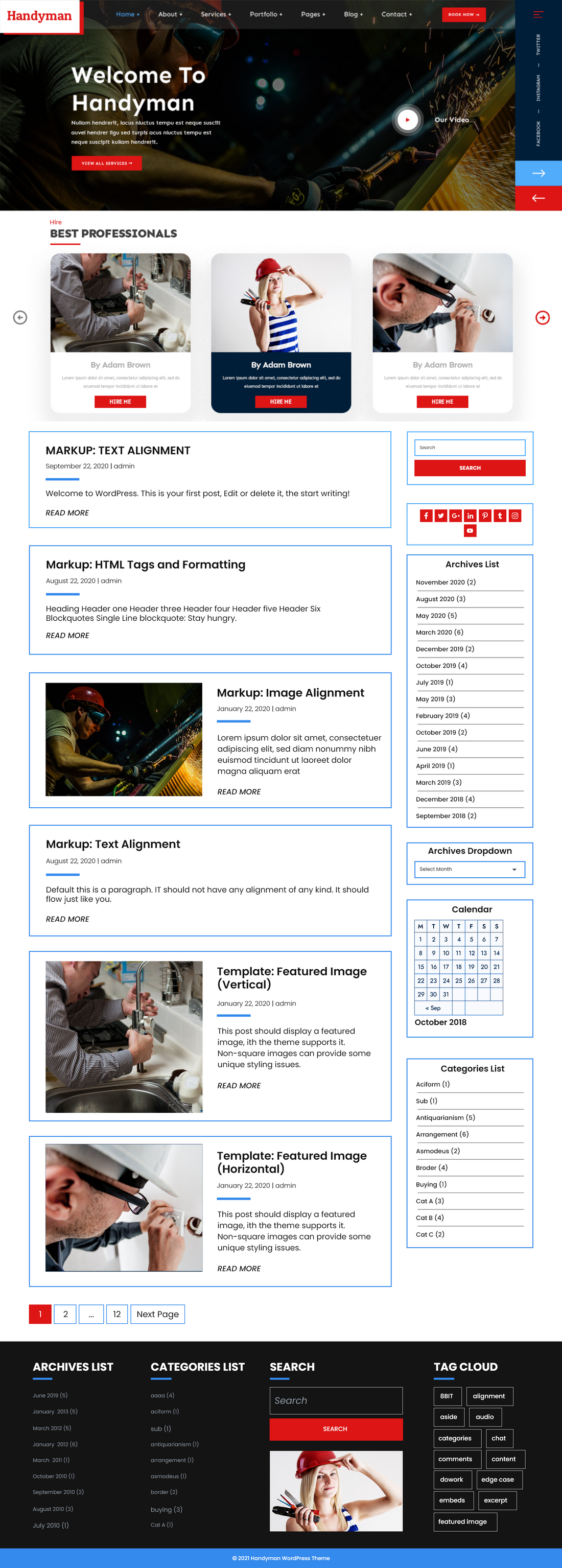 Free Handyman WordPress Theme For Repair & Maintainance Work