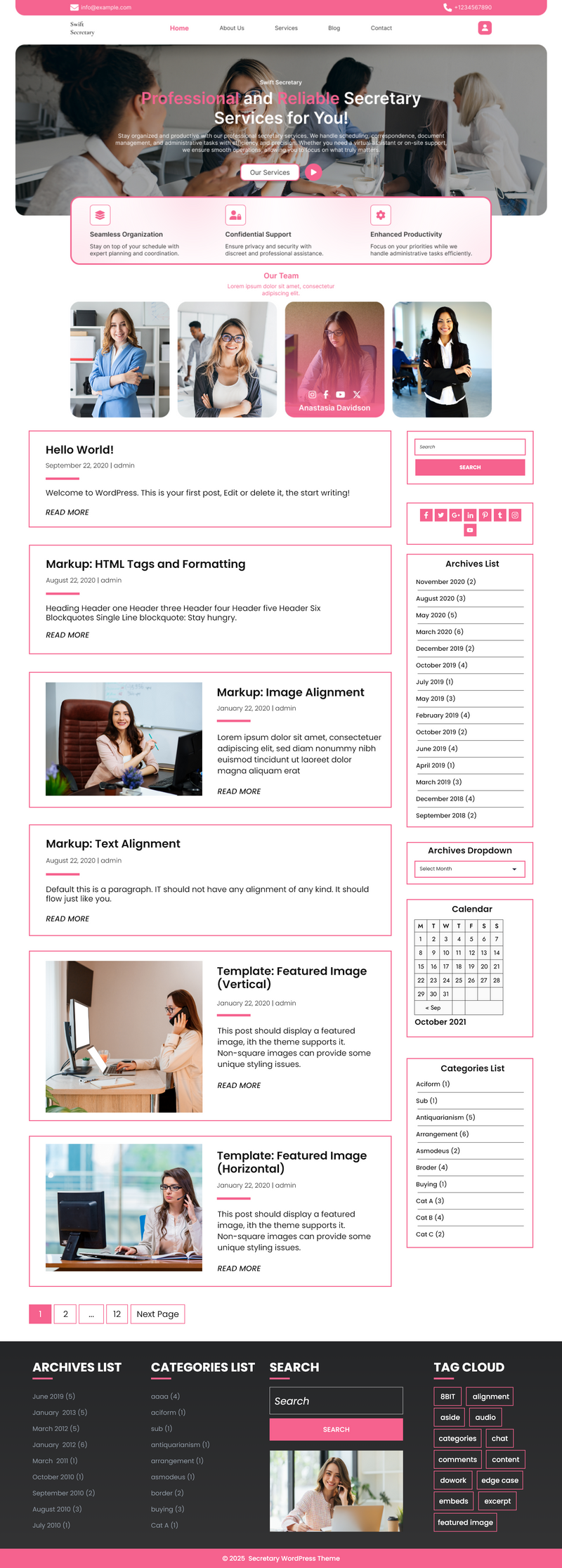 Secretary service theme