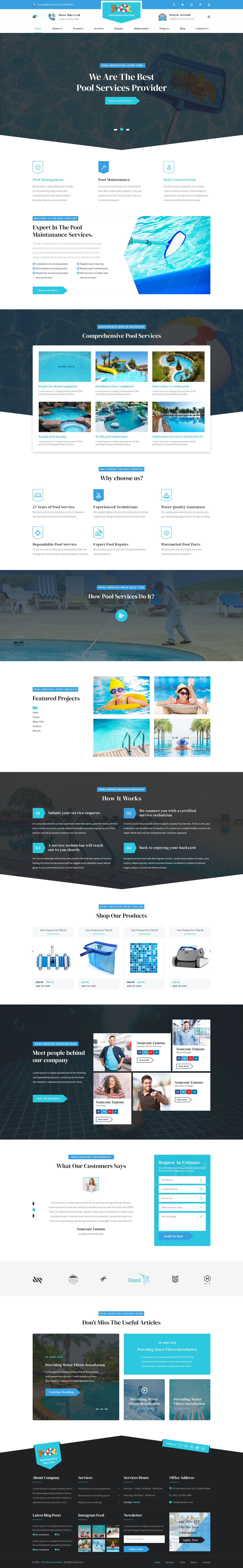 Pool Theme Website Swimming Pool WordPress Theme for Pool Maintenance Business