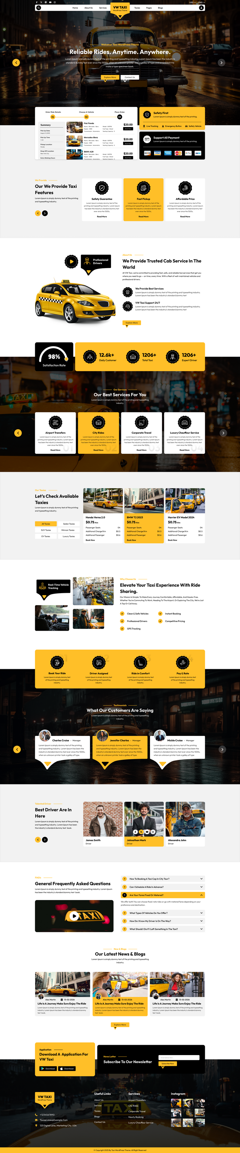 Taxi Website Figma Templates