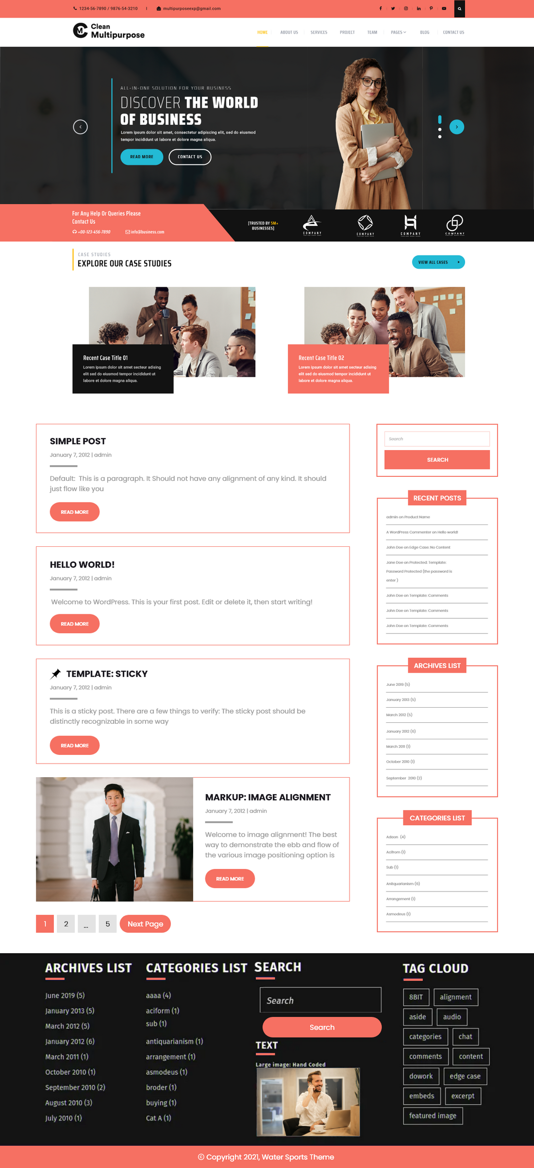 Free Clean Multipurpose WordPress Theme For Multiple Purposes