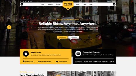 Free Online Taxi Booking WordPress Theme