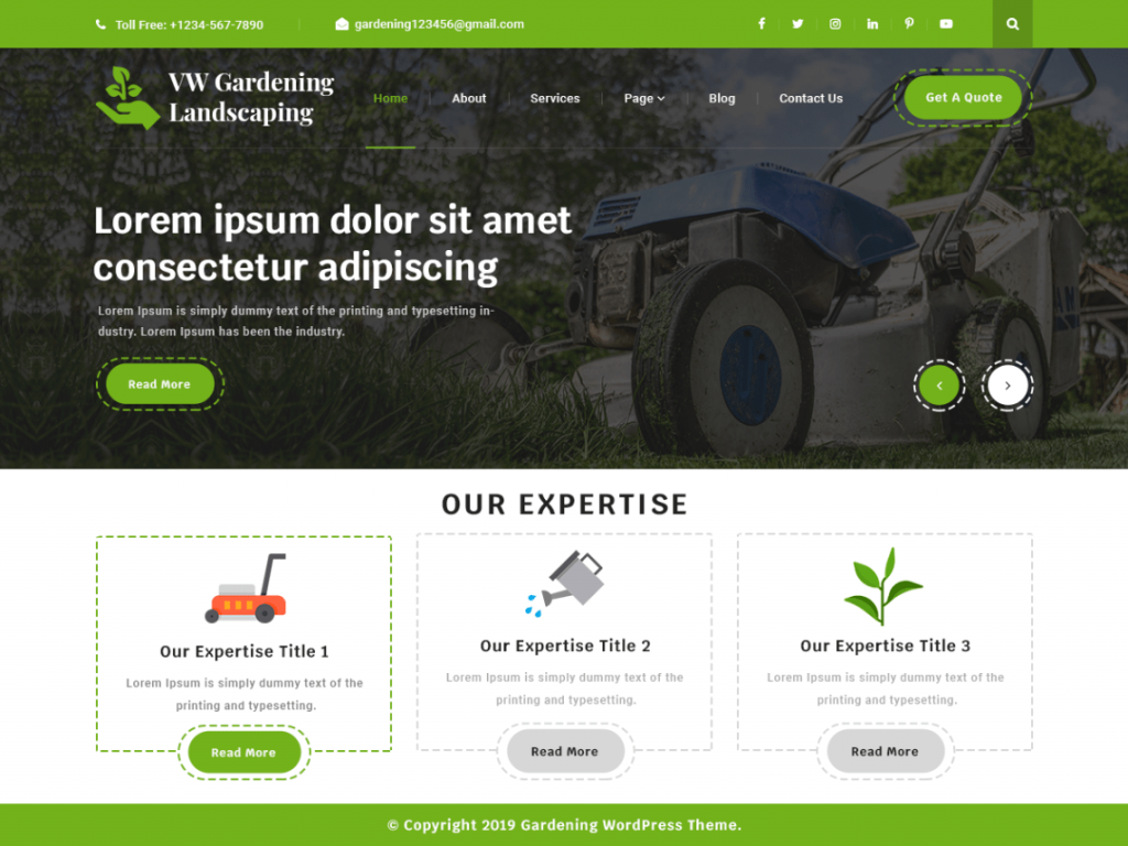 Free Gardening Landscape WordPress Theme