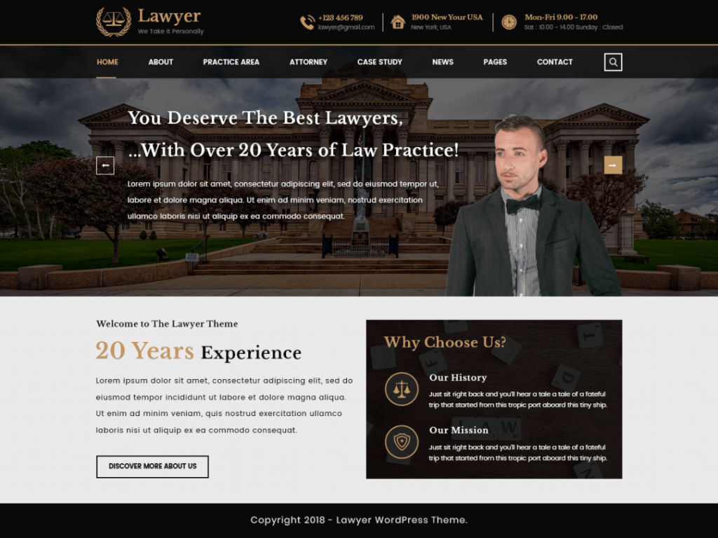 Free Lawyer Attorney WordPress Theme