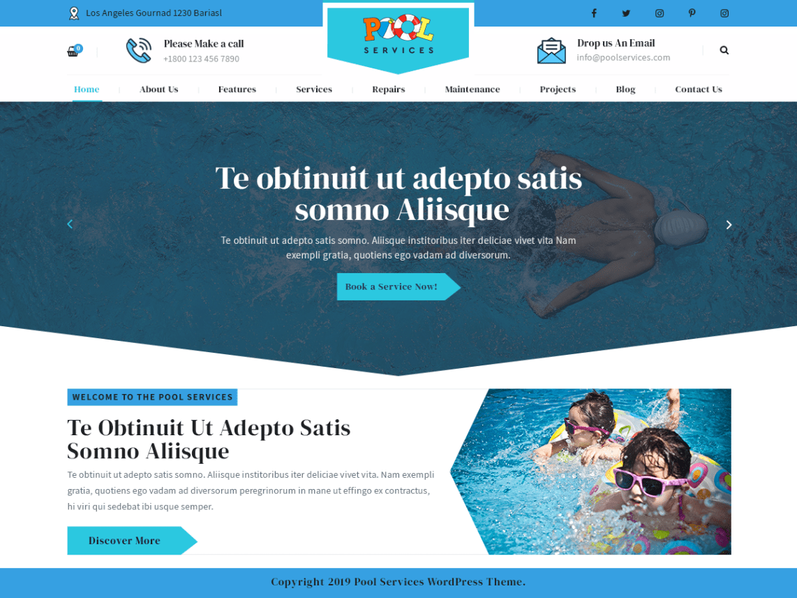 Top WordPress Theme For Swimming Pool