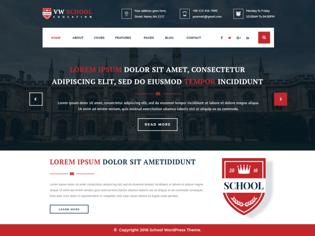 Free School Education WordPress Theme