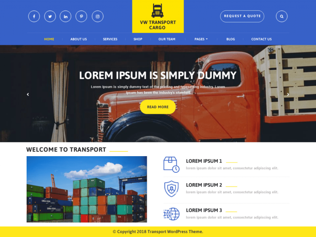 Free Transport Cargo WordPress Theme