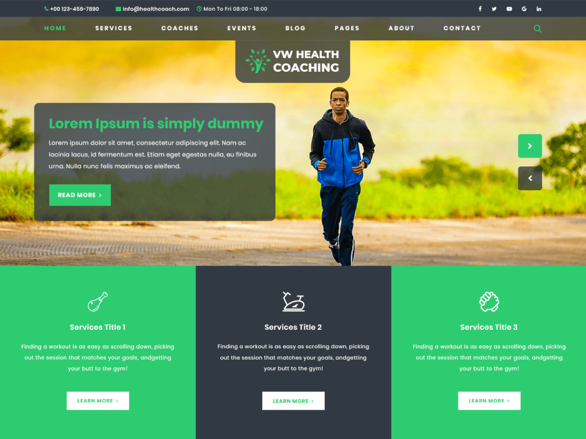 VW Health Coach Pro WordPress Website Themes