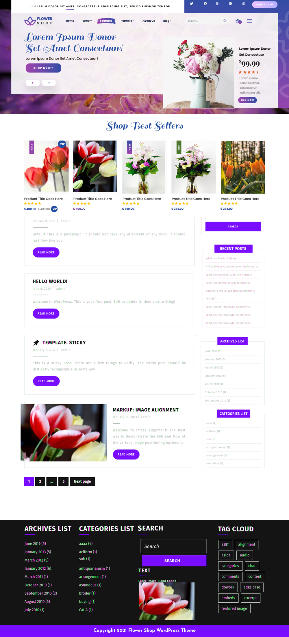 Free Flower Shop WordPress Theme