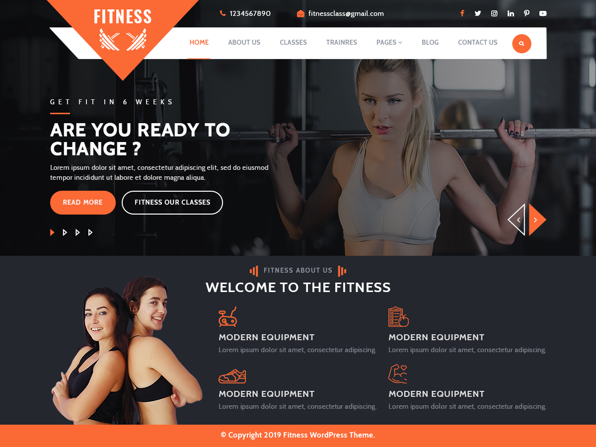 VW Fitness Gym Pro WordPress Website Themes