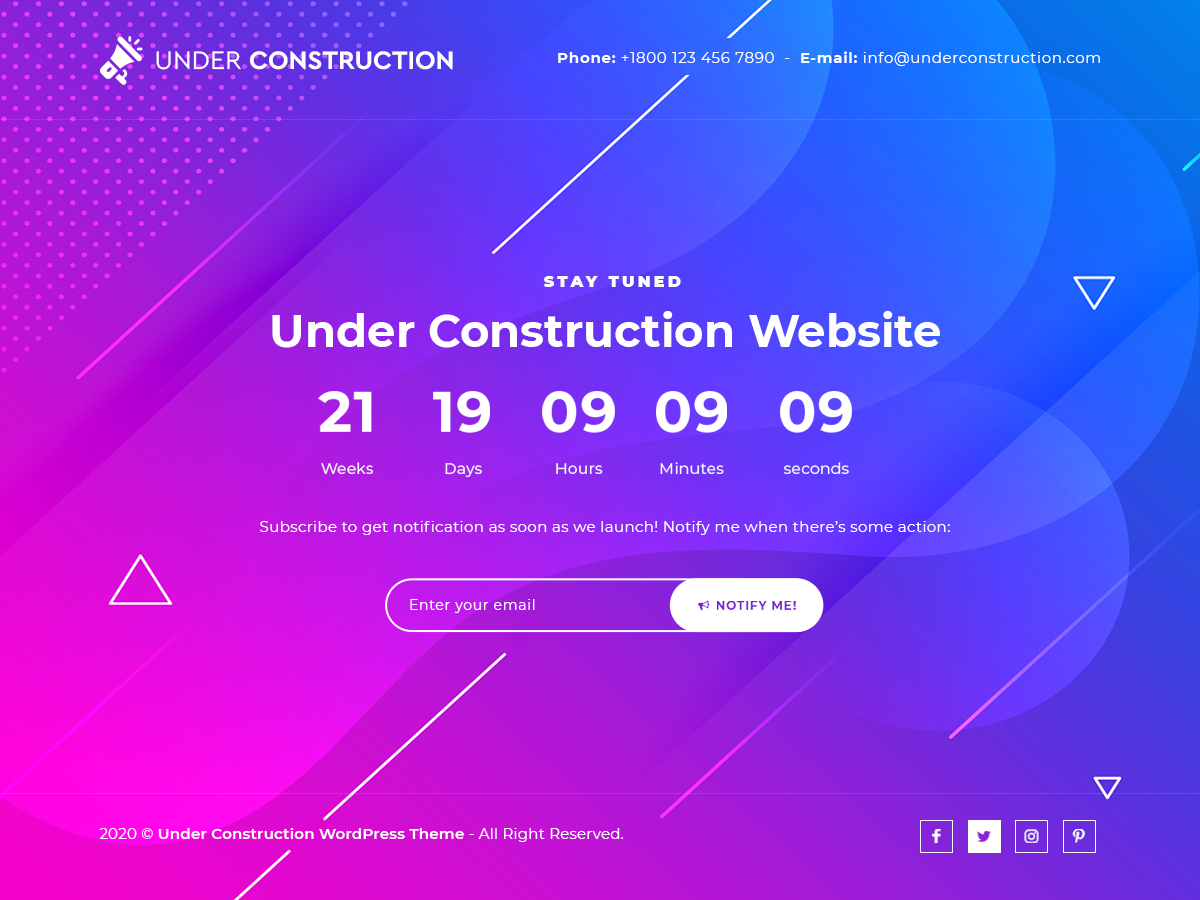 Under Construction WordPress Theme