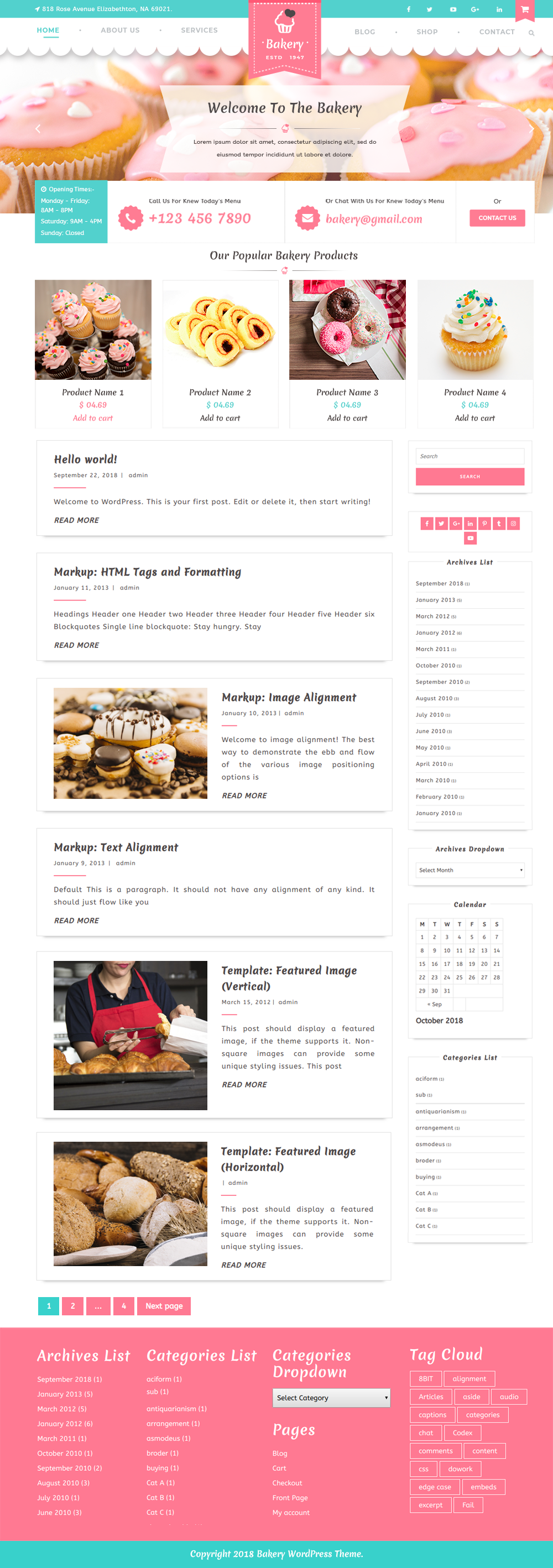 Free Bakery WordPress Theme