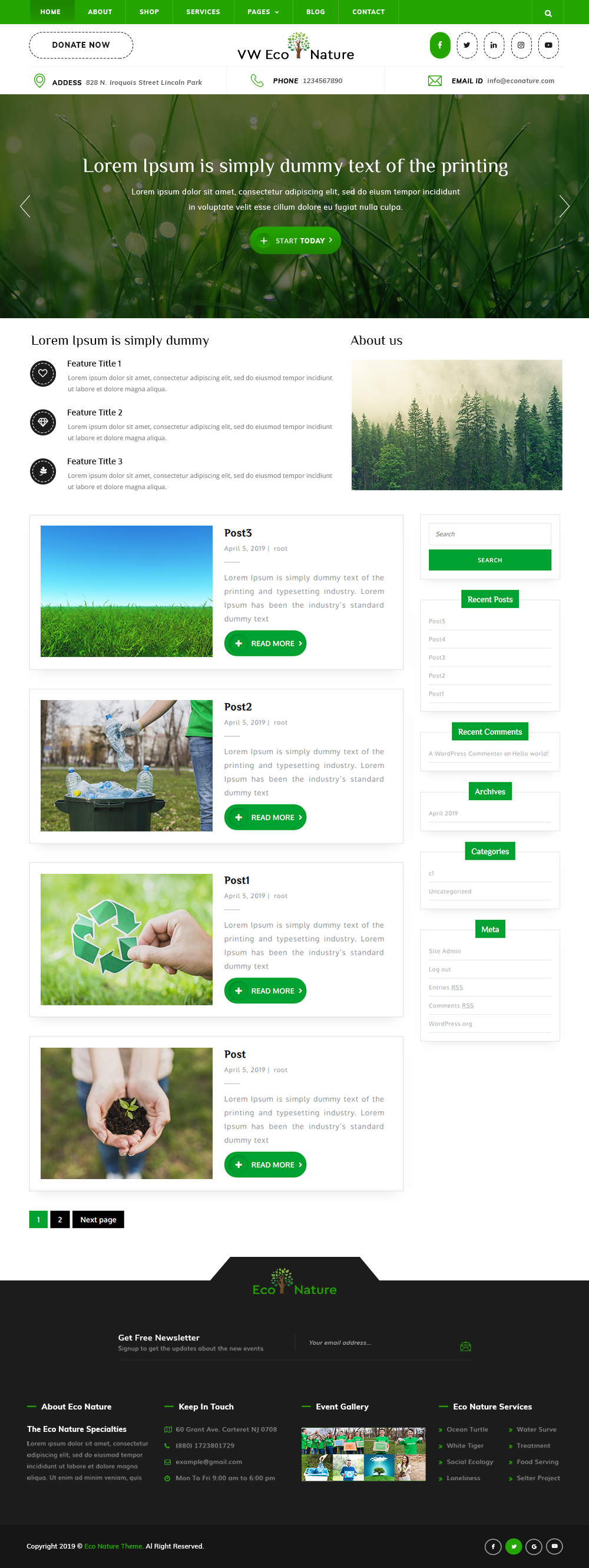 Free Eco Nature WordPress Theme