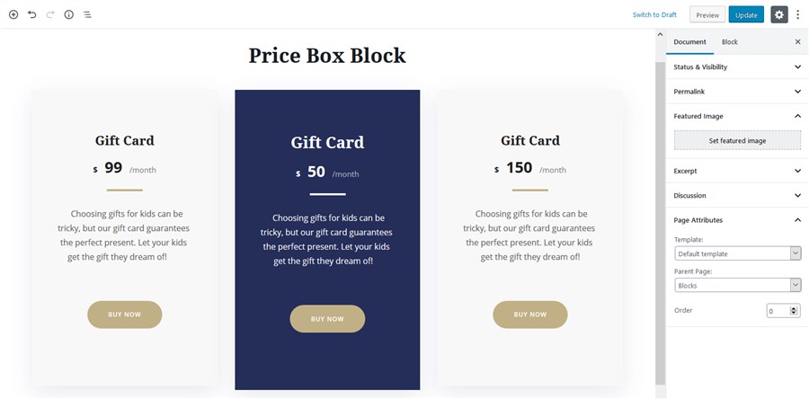 Create Pricing Tables With Gutenberg Block
