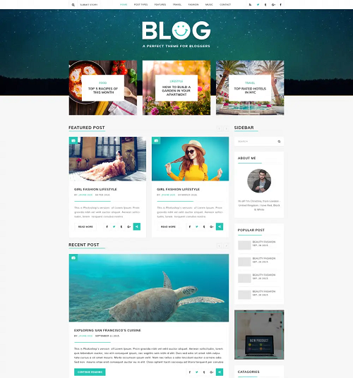 Premium blogging WordPress theme