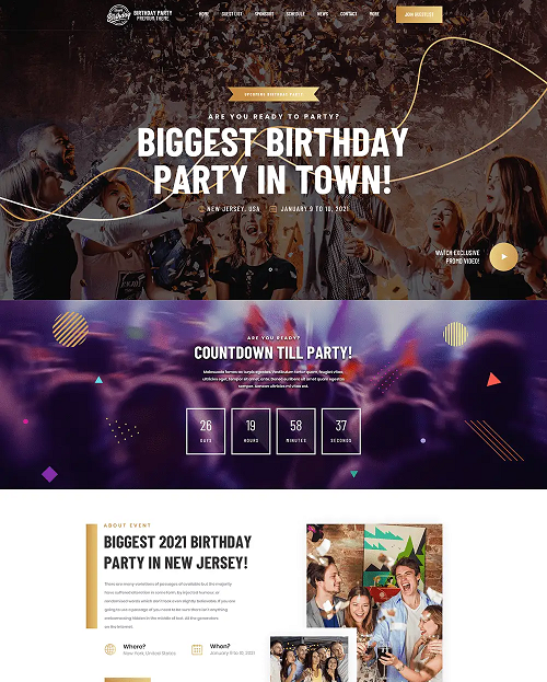 Birthday Party WordPress Theme - Best Premium WordPress Themes