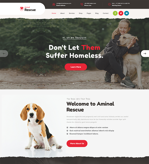 Free Animal Shelter WordPress Theme