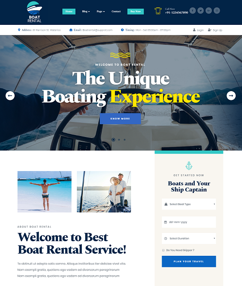 Free Boat Rental WordPress Theme