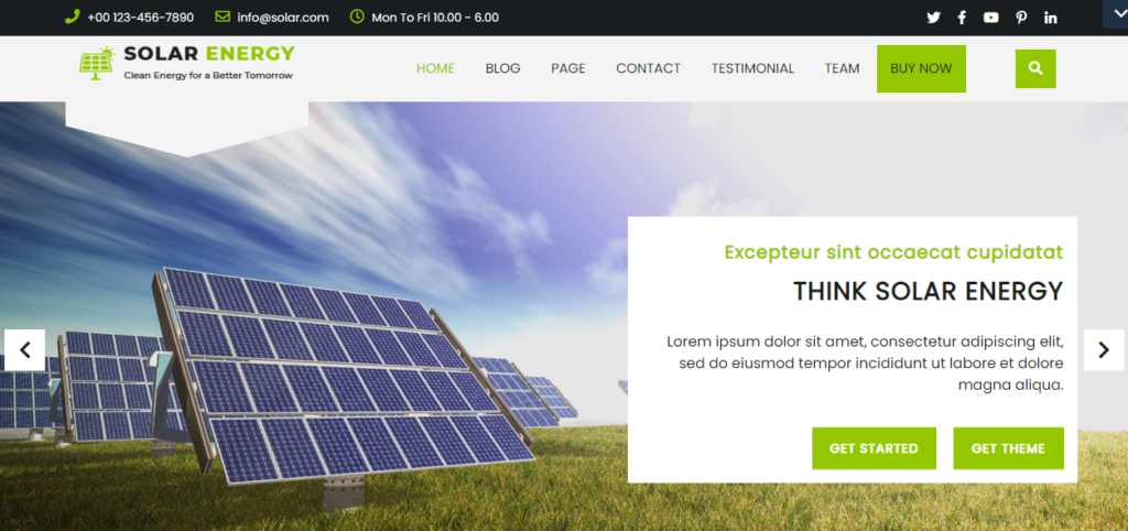 Free Solar Energy WordPress Theme