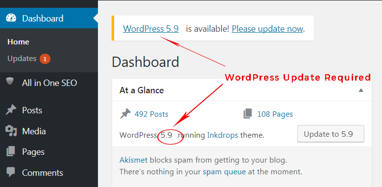 WordPress updated Version