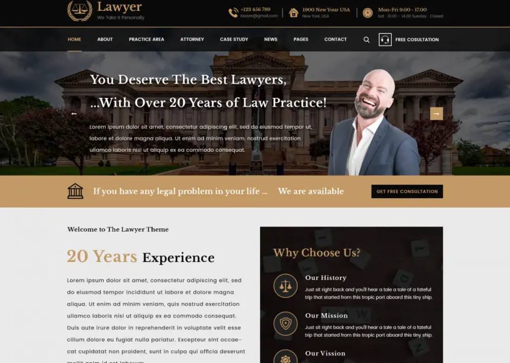 Free lawyer WordPress theme