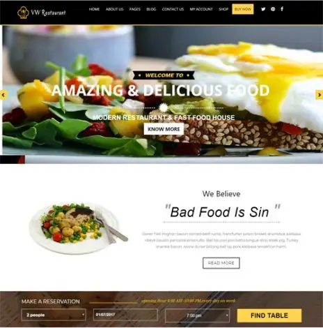Free Fast Food WordPress Theme