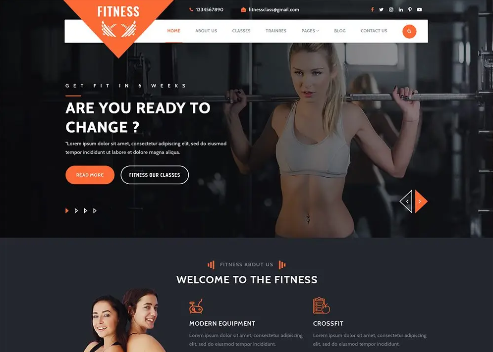 Free fitness WordPress theme