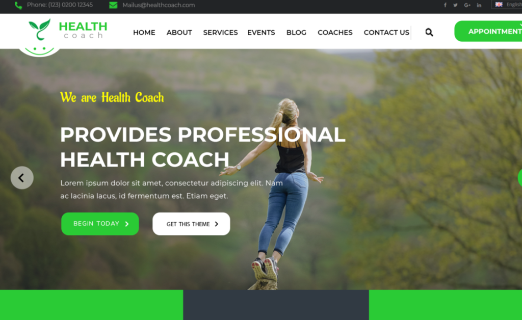 Free Wellness Coach WordPress Theme
