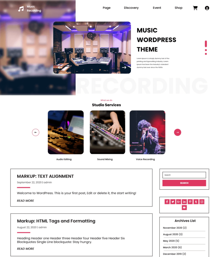 VW Music WordPress theme